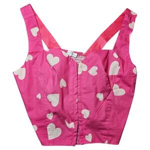 Adorable womens tank top with heart shaped bust pink white valentines